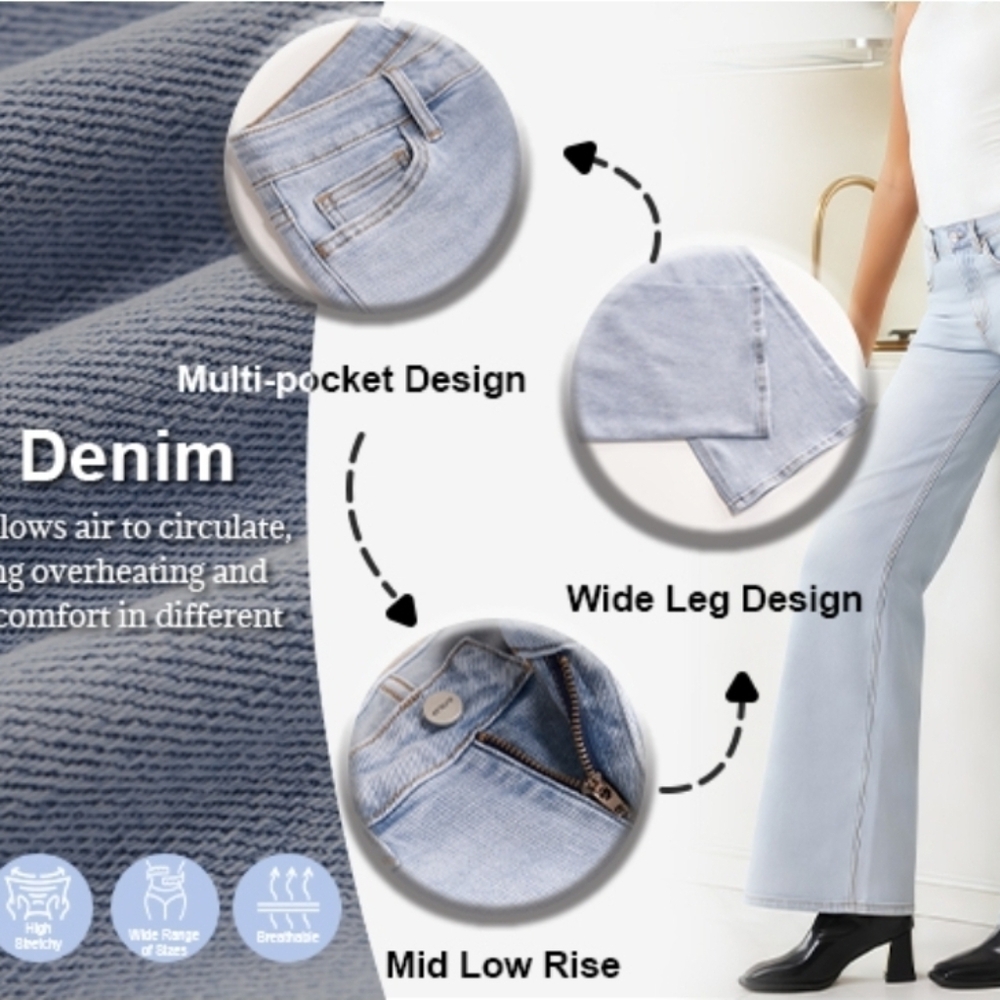 Oneso Mid Rise Wide Leg Jeans Various Sizes - Picture 7 of 16
